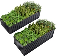 Jardinière surélevée rectangulaire en acier galvanisé antirouille ESHINE ESMB6X3 6x3x1FT/6x3x2FT pour fleurs, herbes et légumes
