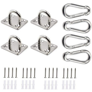Ganchos de mosquetón de acero inoxidable RICHWITS con placas de montaje y tornillos para accesorios de colgado de sillas de hamaca - Product Image 1