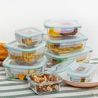 8 boîtes de conservation alimentaire en verre, hermétiques, pour préparation de repas, avec couvercles à fermeture étanche, compatibles micro-ondes et congélateur, sans BPA