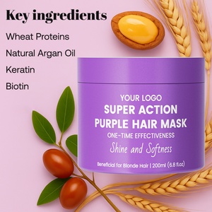 OEM Intensif Violet <span class=keywords><strong>Cheveux</strong></span> <span class=keywords><strong>Masque</strong></span> Couleur Protecteur Hydratation Lisse Adoucissant Renforçant Split End Réparation Brillance Améliorant Soins - Product Image 1