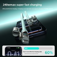 Source Factory 240W Lampu Silikon Cair Empat-dalam-Satu dengan Layar Digital Pengisian Cepat USB-A/Type-C untuk Kabel Data