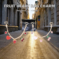 Porte-clés Cœur Sucré en Alliage de Zinc avec Double Fermoir Cœur Rouge Rose Mignon Luxe Mode Décoration Sac à Main Femme Fille
