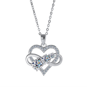 SPJ Designer 1.8ct VVS Moissanite <span class=keywords><strong>Infinity</strong></span> Symbole Coeur Pendentif Collier S925 Sterling Silver Factory Wholesale - Product Image 5