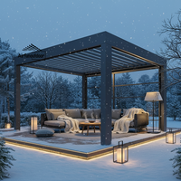 Pergola en aluminium à énergie solaire Sweet Home, toit rétractable motorisé à lamelles, éclairage LED, imperméable, nature, 3x3m