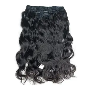 Extension de cheveux Super Double trame à clip pour femmes noires Bundles de cheveux bouclés naturels vierges de qualité supérieure