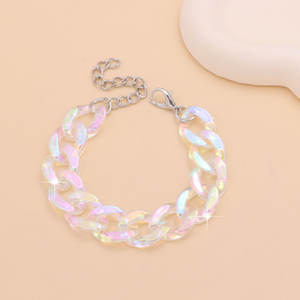 Geometric Acrylic Chunky Chain <b>Necklace</b> Zinc Alloy Party Fashion <b>Statement</b> Jewelry Set - Product Image 3