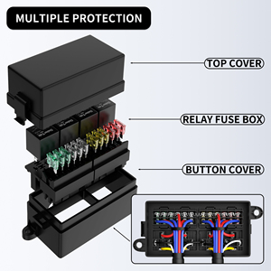 Caja de fusibles de relé automotriz de 12 vías precableada de nailon ignífugo, toma de relé de montaje en superficie de 4 pines, bloque de soporte de fusibles de 40A - Product Image 4