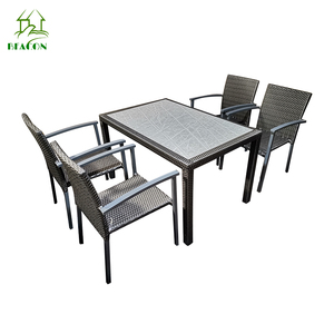 Ensemble de salle à manger de mobilier de <span class=keywords><strong>jardin</strong></span> d'extérieur en aluminium pe rotin économique 4-6 <span class=keywords><strong>personnes</strong></span> ensemble de chaises de table à manger d'extérieur en osier - Product Image 1