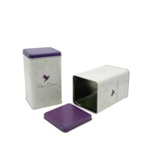 Boîte en étain de couleur et logo personnalisés carrés haut de gamme pour l'emballage de boîte en étain de café à thé