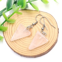Boucles d'oreilles pendantes triangulaires en pierres précieuses naturelles, cristal de guérison, pour femmes, cadeau de Noël, fournitures de bijoux, vente en gros