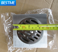 Crépine carrée en acier inoxydable de 4 pouces pour drain de sol de douche anti-odeur égouttoir linéaire de salle de bain pour usage intérieur/extérieur Hôtels