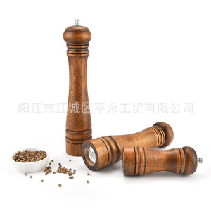 Wooden Pepper Grinder 5 8 10 Inch Adjustable Cylinder Shape Kitchen Spice Mill With Wooden Lid For Cooking Seasoning - Product Image 3