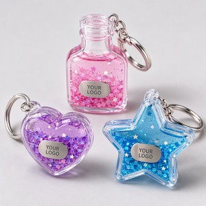 Porte-clés liquide en gros avec logo personnalisé, paillettes scintillantes, anti-fuite, breloque de sac flottante, cadeau 2026 - Product Image 4