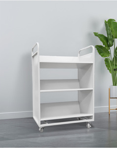 Carrito de Metal para Libros con Ruedas, Carrito para Libros con 3 Estantes Planos, Carrito para Libros de Biblioteca con Ruedas Giratorias Bloqueables - Product Image 4