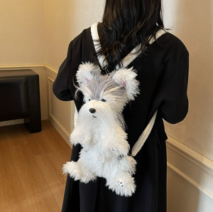 Emulation Schnauzer Plush Backpack Custom Lifelike <strong>Animal</strong> Shaped Backpack Fashion <strong>Bag</strong> for Girl Gift Toy - Product Image 3