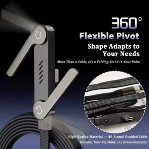 Nouveau <span class=keywords><strong>câble</strong></span> de charge rapide Type-C 2-en-1 tendance de 1,5 m (240 W) avec support de téléphone 90° °   Coude 360 °   Rotation multi-angle pour <span class=keywords><strong>iPhone</strong></span> - Product Image 6