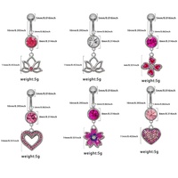Gaby Nouveau Anneau de Nombril pour Enfants, Design Fleur, en Zircon, pour Fiançailles et Mariage, Haute Qualité, Étanche, en Acier Inoxydable, Sans Nickel