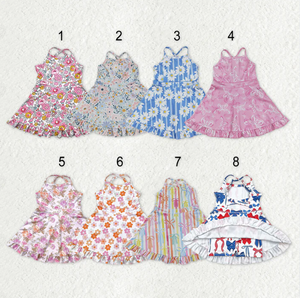 Vestidos Deportivos con Tirantes para Niñas, 8 Colores, Ropa de Yoga, Vestidos hasta la Rodilla con Volantes, Ropa de Yoga para Niñas - Product Image 1