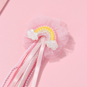 Fermaglio per Capelli Glitterato in Tessuto a Tema Unicorno, Arcobaleno e Stella, con Fiocco Fatto a Mano, Ideale per Feste e Spettacoli, per Bambini - Novità! - Product Image 5