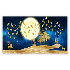 Nouvelle <span class=keywords><strong>Peinture</strong></span> sur Verre de Grande Taille, Motif Arbres Jaunes, <span class=keywords><strong>Aquarelle</strong></span> Moderne sur Toile, <span class=keywords><strong>Paysage</strong></span> pour Décoration de Salon - Product Image 5