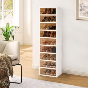 Organisateur de chaussures pliable à 9 niveaux, robuste, en plastique écologique, facile à installer, conception monobloc pour salon, avec logo personnalisé - Product Image 4
