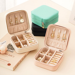 Mini Jewelry Box PU Material Zipper Closure Lightweight Portable Jewelry Storage Case For Earrings Rings Watches Small Size - Product Image 2