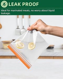 Huamaoheng 12 <b>Pack</b> Reusable Gallon <b>Freezer</b> Bags Dishwasher Microwave Safe, Stand Up Reusable <b>Freezer</b> Bags (Blue Gray, 12Gallon) - Product Image 4