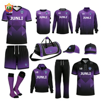 Ensemble d'uniformes de football personnalisés imprimés par transfert thermique, respirants, antibactériens, avec pantalon à taille élastique, numéros et noms d'équipe personnalisés