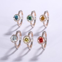 Vente en gros d'anneaux en argent sterling 925 avec moissanite multicolores, anti-ternissement, pour fiançailles, mariage, mariée, fournitures de bijoux personnalisés