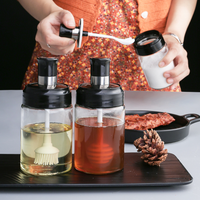 Bocaux à épices ronds en verre de 250ml avec cuillère, bouchon de brosse à huile de bâton de miel, récipients de stockage d'aliments pour le stockage d'assaisonnement au sel