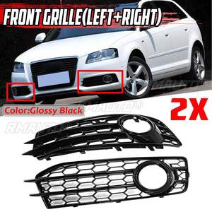 Cubiertas de Faros Antiniebla Delanteros para Auto, Cromadas/Negras, 2 Piezas, Rejilla Delantera Tipo Panal para Audi A3 8P S-Line 2009-2012 8P0807682 8P0807681 - Product Image 1