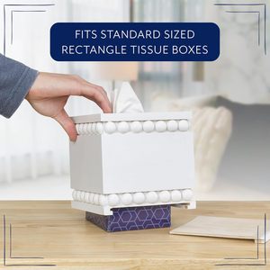 Récipient unique Boîte <span class=keywords><strong>à</strong></span> mouchoirs Porte-boîte <span class=keywords><strong>à</strong></span> mouchoirs ronde personnalisée imprimée centrale Boîte <span class=keywords><strong>à</strong></span> mouchoirs carrée en bois Blanc - Product Image 6