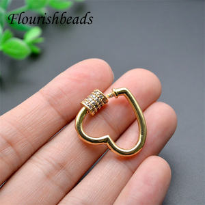 Fermoirs à vis en forme de cœur en Zircon cubique <span class=keywords><strong>plaqué</strong></span> or antirouille, sans Nickel, vente en gros - Product Image 5