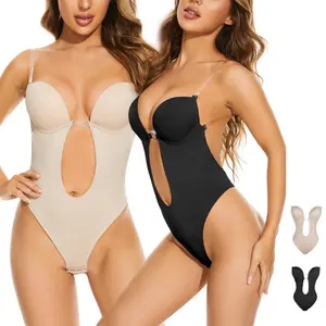 Women Butt Lifter Bodysuit push up padded bra Waist Shaper V-neck Backless corset Body Shaper