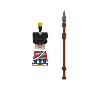 N037-040 Soldat de <span class=keywords><strong>cavalerie</strong></span> des guerres napoléoniennes avec drapeau et lance - Figurine en plastique ABS, petite pièce de construction - Jouet d'assemblage pour garçon - Product Image 5