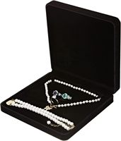 Boîte à collier en velours noir écologique en gros, étui de présentation de bijoux personnalisé avec logo d'usine pour chaîne de perles et bague