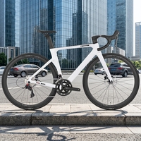 Vélo de route R12 en fibre de carbone avec roues en aluminium, 24 vitesses, cadre aérodynamique, freins à disque hydrauliques, léger