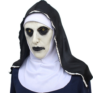 Monja rendimiento fiesta mascarada de halloween espeluznante máscara de látex - Product Image 2
