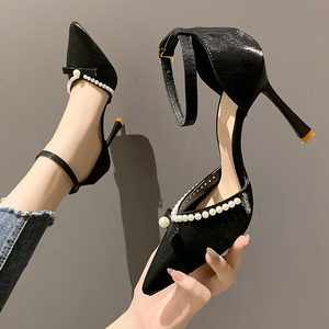 Sapatos de Salto Alto com Laço de Pérola para Mulheres, Sandálias de Salto Alto - Product Image 6