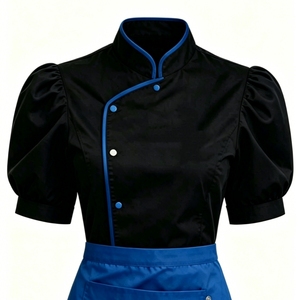 Giacca <span class=keywords><strong>da</strong></span> <span class=keywords><strong>Chef</strong></span> a Maniche Corte per Donne, Uniforme Professionale per Panetterie, Hotel, Ristorazione, Cucina e Bar - Product Image 2