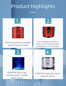 Gobelet à eau riche en hydrogène portable rouge de 210 ml avec générateur d'hydrogène intégré pour la santé, le bien-être et les voyages - Product Image 5