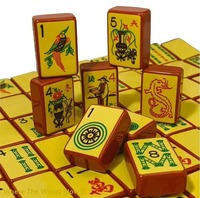 Juego de Mahjong Acrílico Plegable de Lujo Vintage, Fichas Talladas a Mano con Dragón y Pájaro Amarillos, Portátil, Coleccionable, Arte, Venta al por Mayor y al Detal
