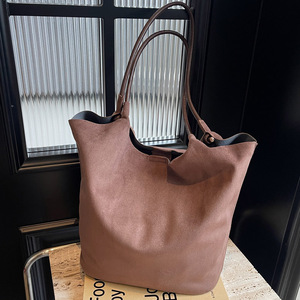 Nouveau sac pour femme de haute qualité en cuir suédé, sac à bandoulière vintage rétro, sac seau en daim, cuir de <span class=keywords><strong>vachette</strong></span> souple, en stock - Product Image 2