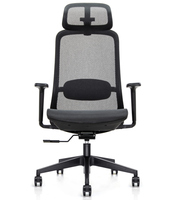 Chaise de bureau ergonomique entièrement en mesh, dossier haut avec appui-tête, soutien lombaire, accoudoirs réglables, chaise de bureau pivotante pour la maison et le bureau