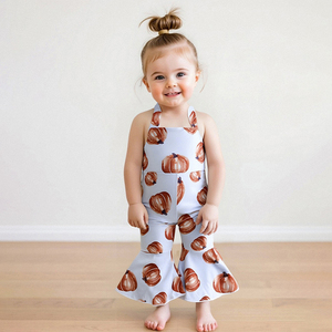 Halloween Halter Trẻ Em Cô Gái Rompers Trẻ Em Bí Ngô In Quần Áo Toddler Chuông Dưới Toddler Kid Bé Cô Gái Jumpsuit - Product Image 3