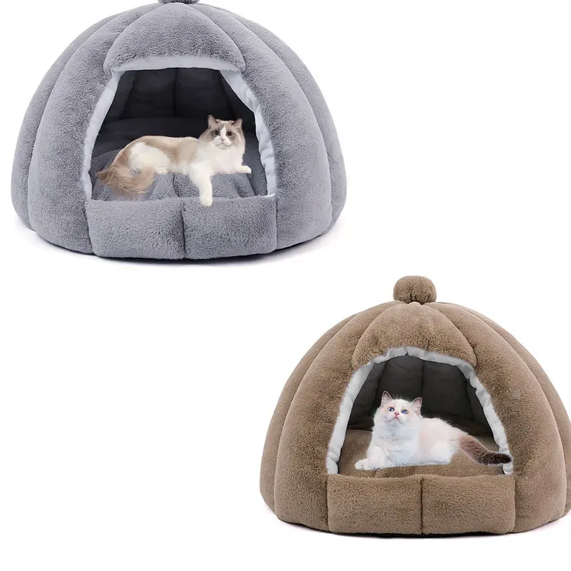 Vente chaude nouveau moelleux doux chaud sommeil profond circulaire maison pour animaux de compagnie chat et chien roman fermeture de lit lit pour chien détachable