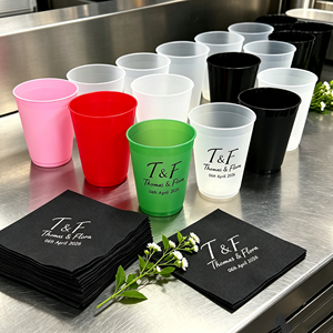 Vasos de Cerveza Reutilizables Ecológicos de Plástico PP de 9 y 16 oz, Libres de BPA, para Beber Directamente, Ideales para Bodas, Fiestas y Eventos, Color Negro Esmerilado, Personalizables, Tipo Estadio - Product Image 1