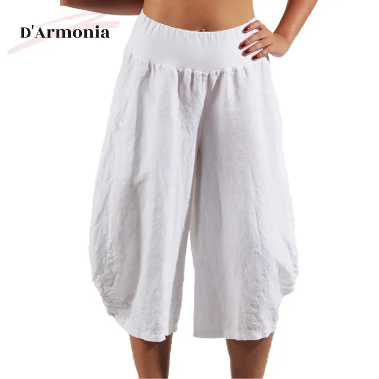 Summer Clothing manufacturers Wide Leg White Woman Linen Pants Casual trousers Linen pants