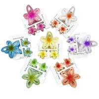 Ensemble de pinces à cheveux écologiques 2025 motif fleur de frangipanier pour la fête de l'Indépendance – Accessoires pour femme, pinces requin pour l'arrière de la tête