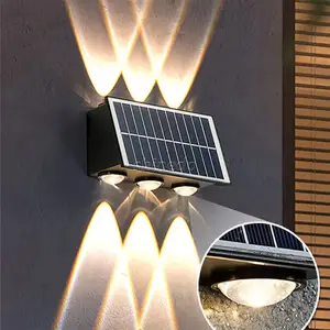 Luz de pared solar al aire libre arriba y abajo lámpara LED iluminación impermeable jardín valla porche Patio luces decoración lámparas de pared